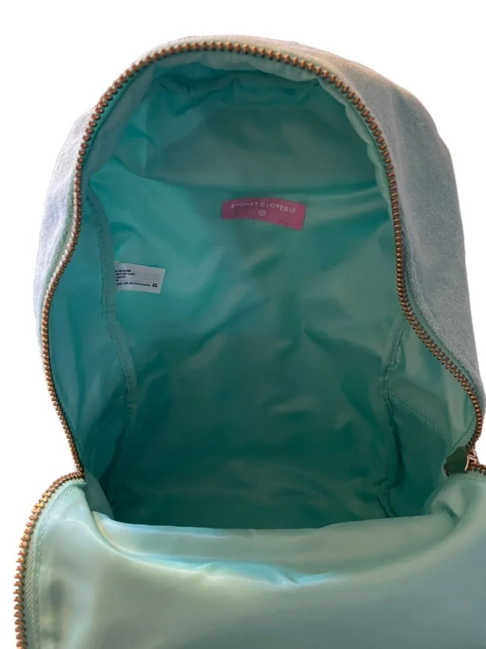 Stoney Clover Lane Terry Cloth Embossed Backpack Light Mint Green new